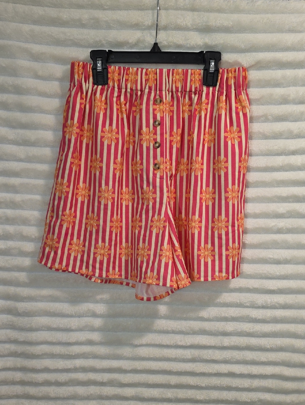 0149 BiBi Pink Striped Skirt with Orange Daisy Print